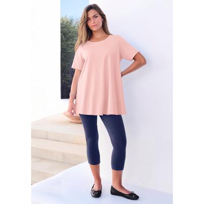 Plus Size Women's Plus Size Cotton Ultimate Swing Tee with Keyhole Back by Roaman's in Soft Blush (Size 3X) Short Sleeve T-Shirt