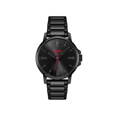 Quarzuhr HUGO "SMOOTH", schwarz, schwarz, Armbanduhren, Herren, Armbanduhr, Herrenuhr, Lederarmband, analog Image