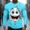 Per uomo 3D Emote divertenti Maglietta Manica Lunga maglietta Stampa 3D Girocollo Camicia Moda Esagerato Streetwear Quotidiano Nero Giallo Blu Estate Primavera Autunno Abbigliamento S M L XL XXL XXXL