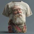 Natale Per uomo Babbo Natale Maglietta Manica Corta maglietta Stampa 3D Girocollo Camicia Quotidiano Designer Artistico Vacanza Feste Streetwear Cachi Tutte le stagioni Abbigliamento S M L XL XXL XXXL