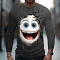 Per uomo 3D Emote divertenti Maglietta Manica Lunga maglietta Stampa 3D Girocollo Camicia Moda Esagerato Streetwear Quotidiano Nero Giallo Blu Estate Primavera Autunno Abbigliamento S M L XL XXL XXXL