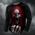Halloween Per uomo La Morte 3D Maglietta Manica Lunga maglietta Stampa 3D Girocollo Camicia Moda Esagerato Streetwear Casuale Quotidiano Rosso Verde Estate Primavera Autunno Abbigliamento S M L XL