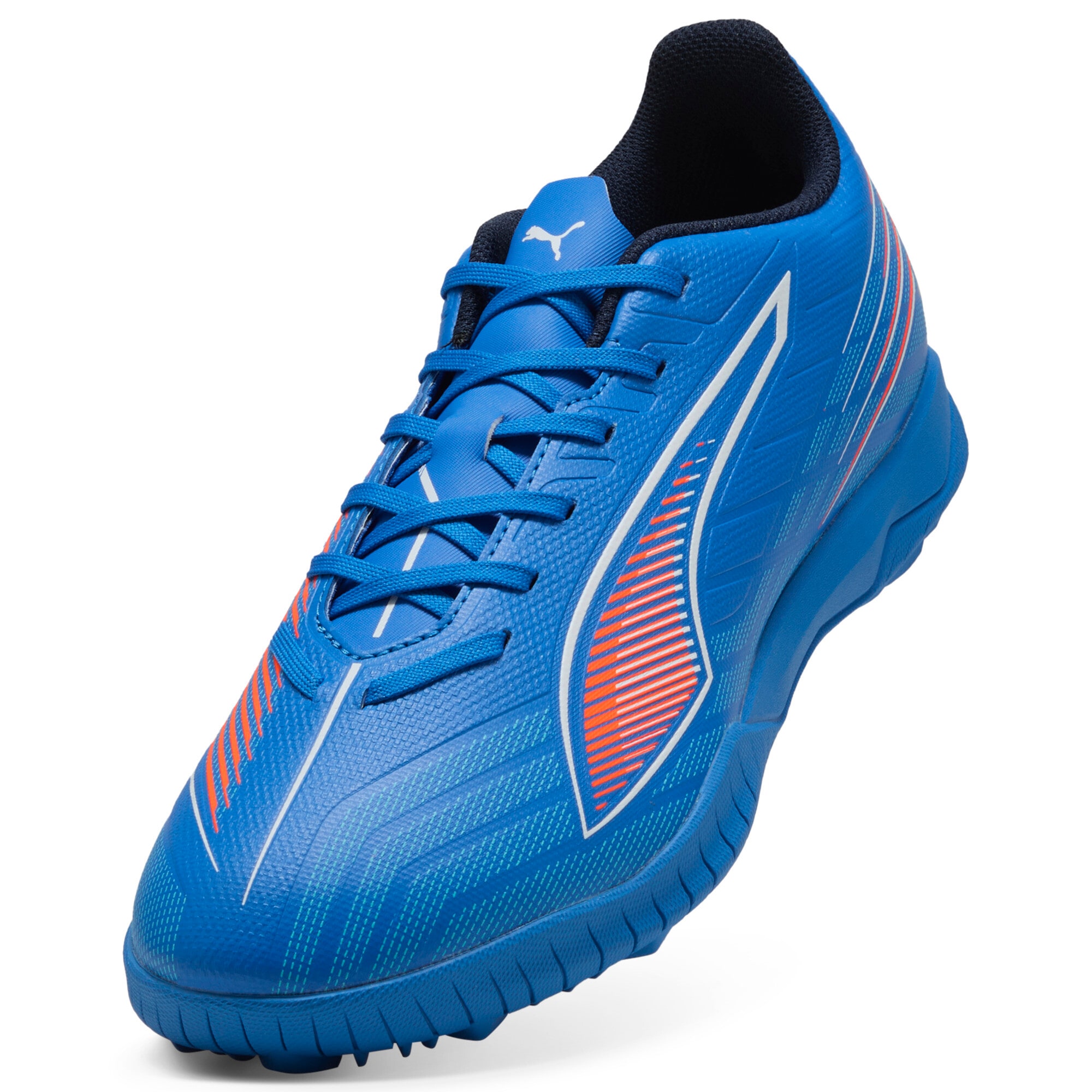 Fußballschuh PUMA "ULTRA 6 PLAY TT", Herren, Gr. 42,5, weiß (ultra blau, puma weiß, glowing rot), Synthetik, Schuhe Fußballschuh, für synthetische Hartplätze