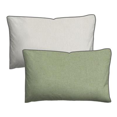 Kissenbezug BIBERNA "Hermal Flanell mit Reißverschluss, Melange-Optik, Wendekissenbezug", grün (pistaziengrün), B:40cm L:60cm, Flanell, Obermaterial: 100% Baumwolle, Kissenbezüge, Feinflanell, Made in Germany zertifiziert, kuschelig weich, mit Paspel Image