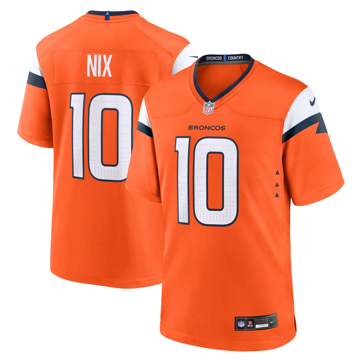 Footballtrikot NIKE "Nike Trikot Denver Broncos NFL Home Game Jersey Nix 10", Damen, Gr. M, orange (mehrfarbig), 100% Polyester, Trikots