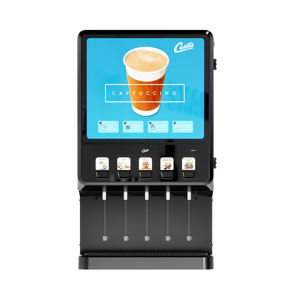Curtis PCNG5 Primo Cappuccino Cappuccino Machine w/ (3) 5 lb & (2) 10 lb Hoppers & 3 Dispensers, 120v, Black