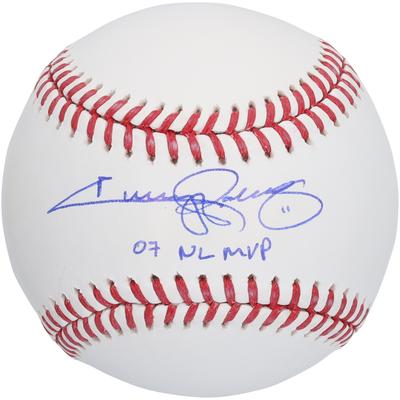 Jimmy Rollins Philadelphia Phillies signierter Baseball mit der Aufschrift „07 NL MVP“ Image