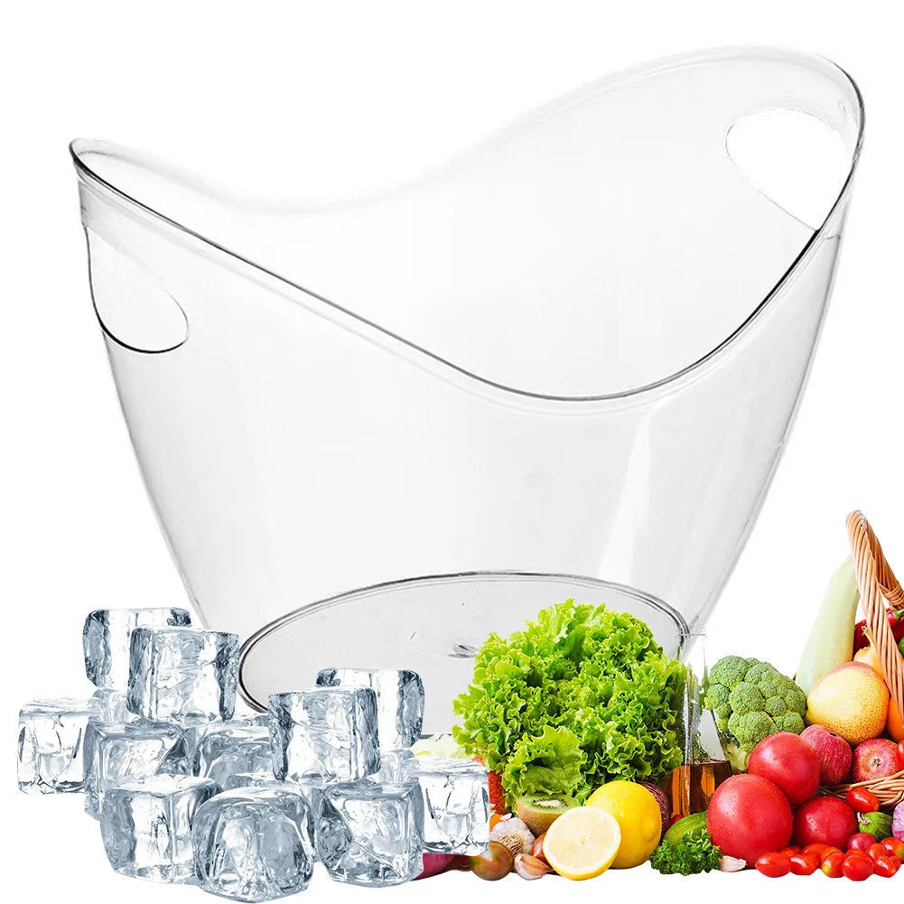 Seau à vin avec poignée, récipient à glaçons, baignoire de stockage de glace en plastique pour vin, Champagne, bière