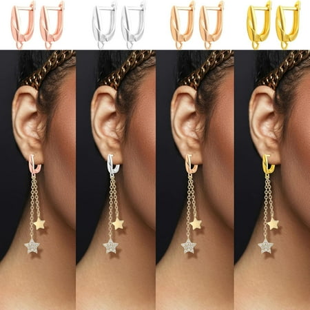 16pcs 8 Colors Rectangle French Earring Hooks Hypoallergenic Brass Leverback Earring Hooks Ear Wire with Open Loop for DIY Earrings Design Jewelry Making Accessories