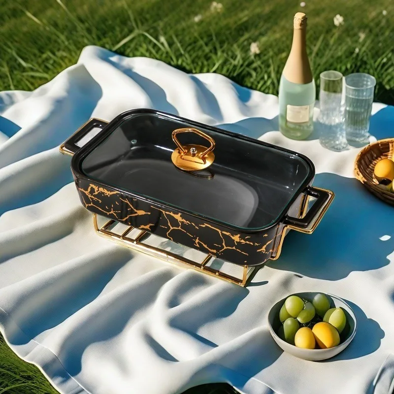 Neues grenzüberschreitendes Outdoor-Kochgeschirr, binauraler, leicht zu transportierender Suppentopf mit Farbglasur, kann als Keramiktopf aus Geschirr erhitzt werden Image