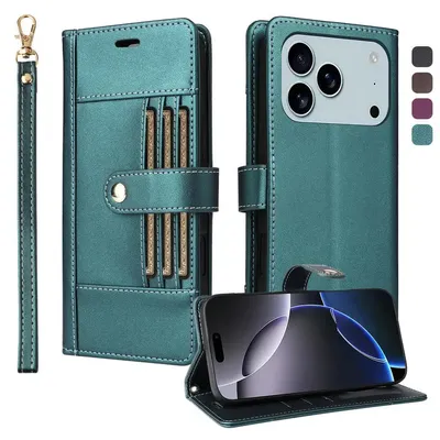 Für IPhone 17 Air 16E Karte Leder Brieftasche Fall für IPhone 16 15 14 Plus 13 12 11 17 Pro Max IPhone 17 Pro Luxus stoßfest Abdeckung