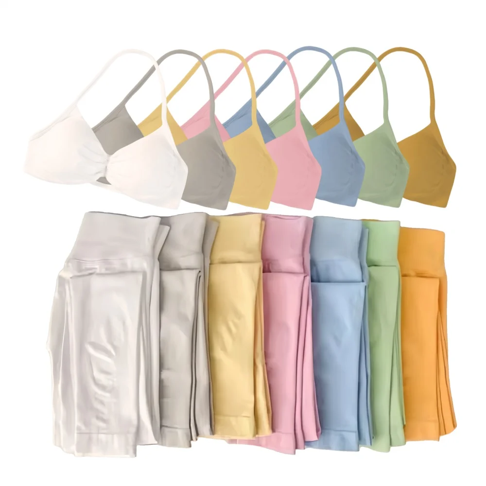 2-teiliges Damen-Sport-Set, Fitnessstudio-Set gegen Widerstand, Workout, Yoga-Set, Leggings und Riemchen-BH, nahtlos, hochwertiges Fitnessstudio-Fitness-Set