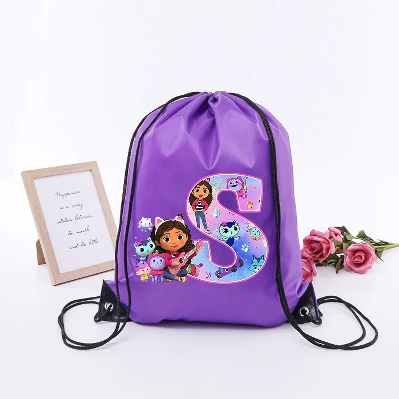 Gabby Puppenhaus-Tasche mit Kordelzug, Schwimmbad, Kleidung, Schuhe, Aufbewahrung, wasserdichte Verpackung, Tasche, Mädchen, lila Schnur, Rucksack, Geschenk