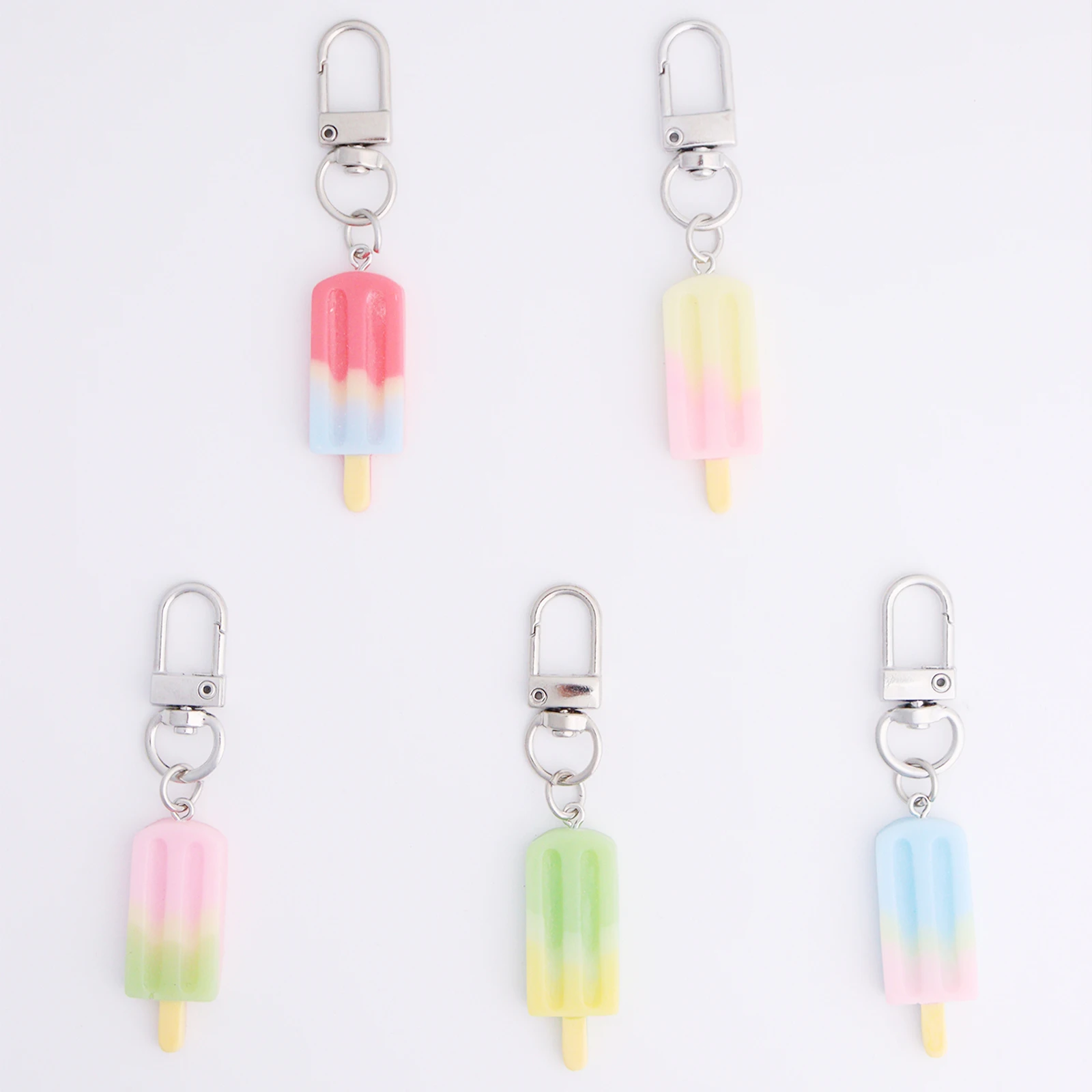 Niedlicher Eiscreme-Schlüsselanhänger, Zinklegierung, versilbert, modische Tasche, Schlüsselanhänger, Ornament, Tasche, Geldbörse, Charm-Accessoires, Geschenk Image