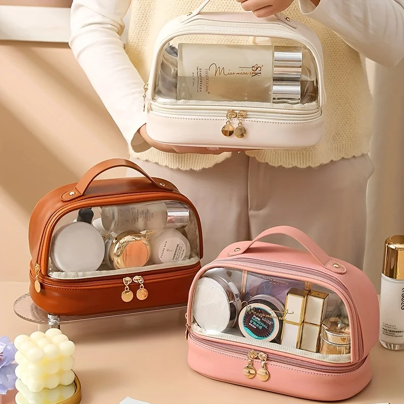 Leichter Reise-Kulturbeutel für Damen, transparentes Fenster, multifunktionaler Kosmetik-Organizer Image