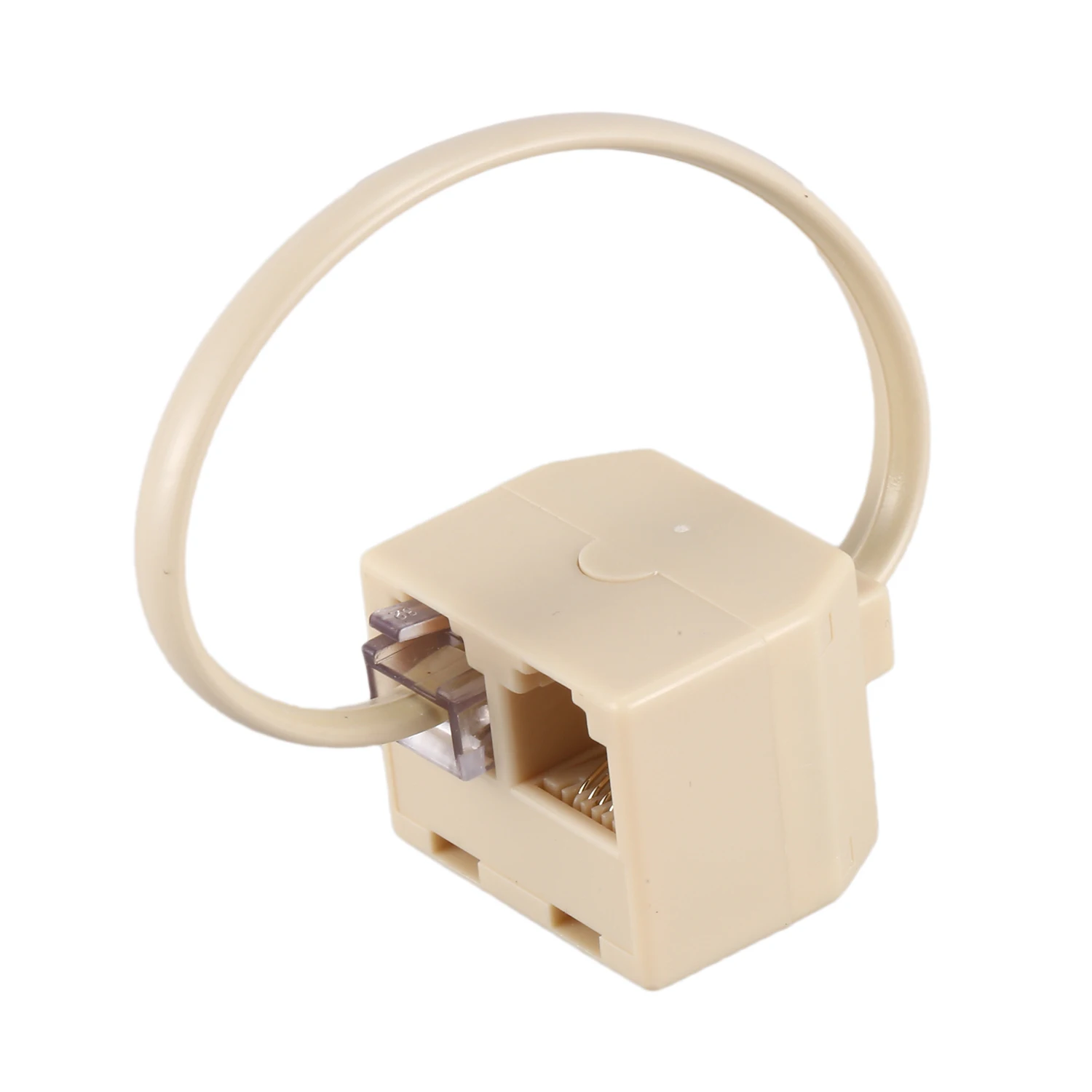 Unique! RJ11 6P4C 2 Way Outlet Telephone Jack Line Splitter Adapter Beige