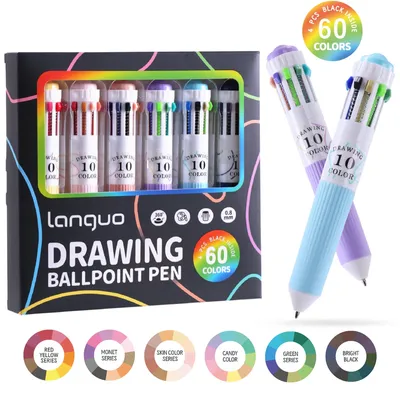 3/6 Pack Multicolor Pens,28/60 Colors, 10-in-1 Colored Ballpoint Pen,0.8mm Fine Point Smooth Writing,Retractable Ballpoint Pens