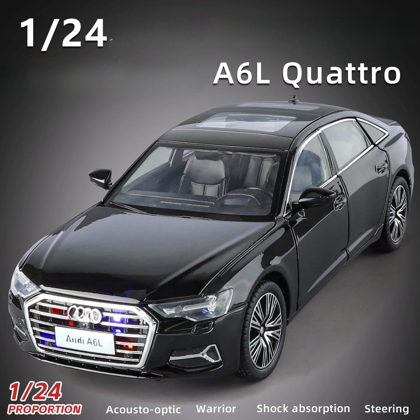 1:24 A6L Quattro Legierung Auto Modell Diecast Metall Spielzeug Modell Simulation Sound Licht Kinder Geschenk Image