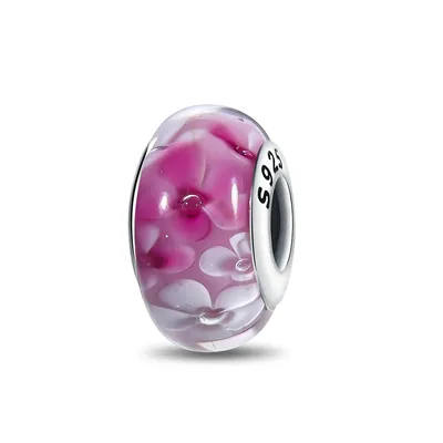 Pendant Charm Bead 925 Sterling Silver Elegant Glass Flower Beads Fit Original Bracelet for Jewelry Making Valentine's Day gift