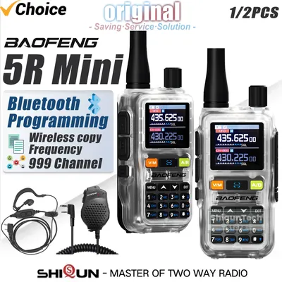Baofeng UV 5R Mini Walkie Talkie Air Band UHF/VHF Dual Watch Dual PTT Bluetooth Programming Type-C Camping Ham Radio Upgrade 5R