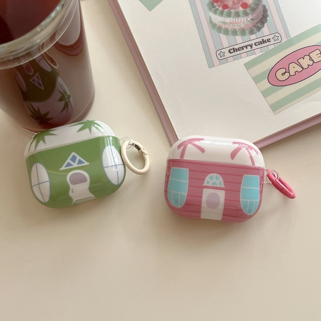 Lustige süße einfache Farbe Kollisionshaus Muster Haken Kopfhörer Hülle für AirPods 1 oder 2 3 4 Pro 2 Pro 3 Image