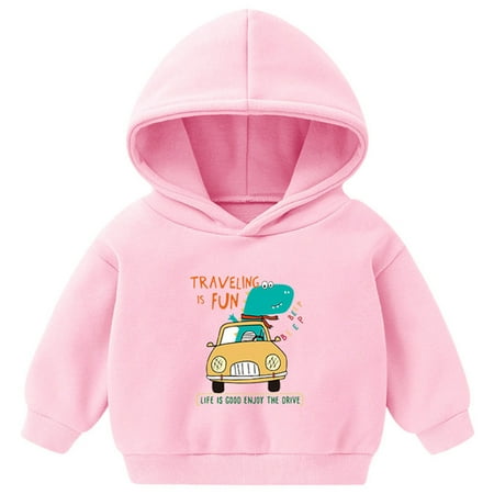 yocbz Toddler Kid Boy Girls Cute Print Hoodie Sweatshirt Pullover Long Sleeve Pullover Top Fall Blouses for Kids Pink 3-4 Years