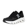 Plateausneaker RIEKER SPORT, Damen, Gr. 45, schwarz, laufsohle weiß, Textil, Nubuklederimitat, sportlich, Schuhe, Slip-on Sneaker, Halbschuh, Freizeitsneaker mit MemoSoft-Innensohle