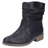 Winterboots RIEKER, Damen, Gr. 43 (8,5/9), schwarz, Lederimitat, unifarben, casual, Schuhe, Winterstiefelette, Blockabsatz, Warmfutter, geraffter slouchy Schaft, Topseller