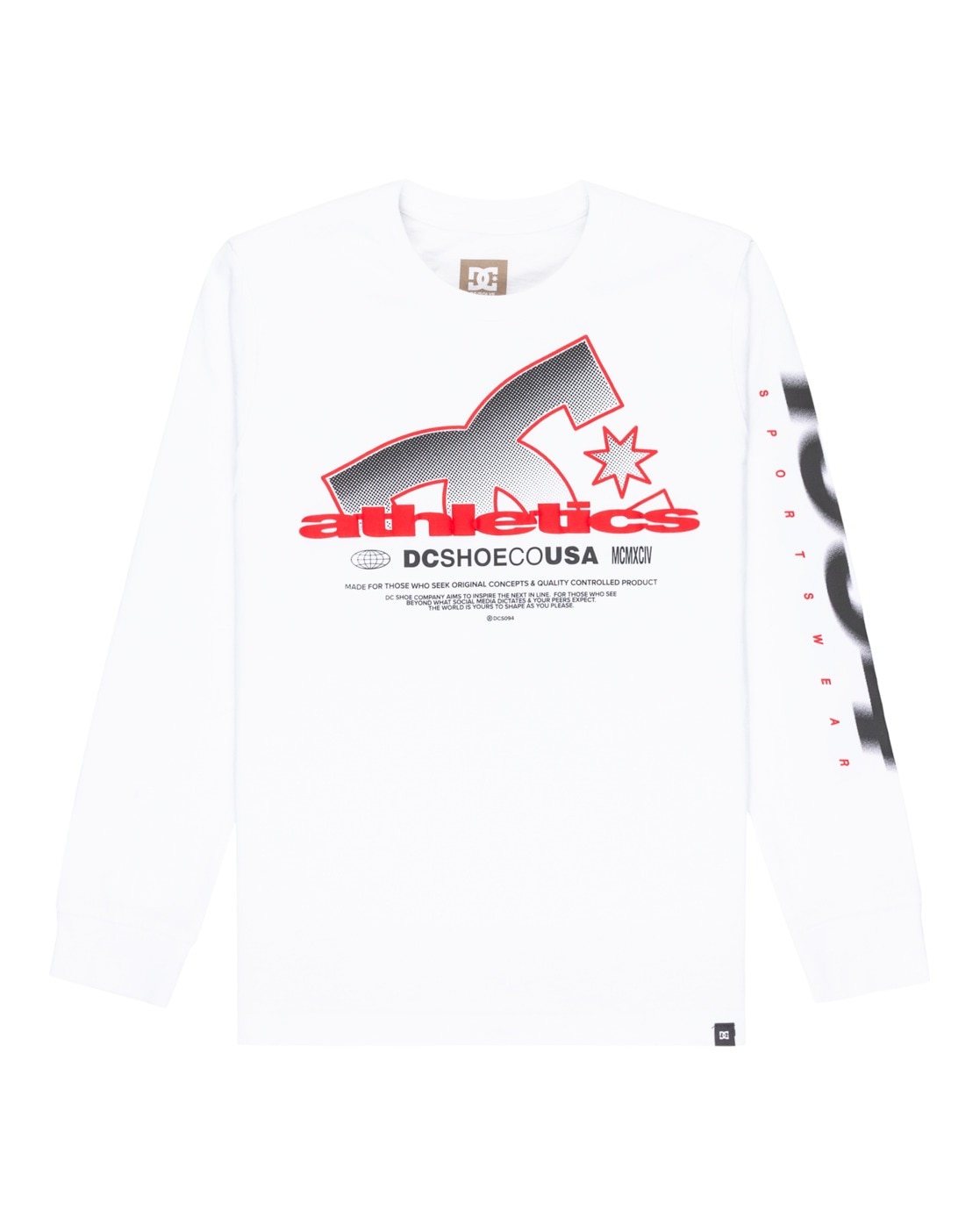Langarmshirt DC SHOES "Slathletic", Jungen, Gr. 12(148-156cm), weiß, 75% Baumwolle, 25% Baumwolle, Shirts Langarmshirt