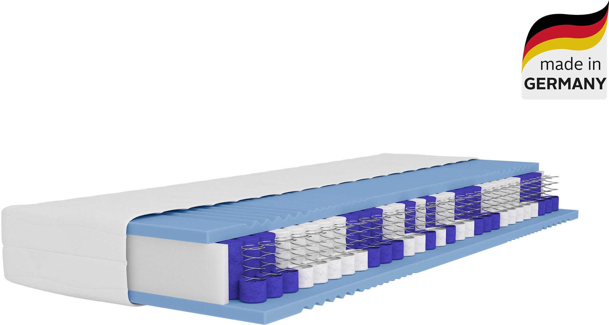 Taschenfederkernmatratze ÄLGDRÖM "NEUHEIT: Lasse, 7 Zonen Matratze 90x200, 140x200 cm, langlebige Qual.", weiß, B:100cm H:22cm L:200cm, Bezug: 100% Polyester. Steppfüllung: 100% Polyester, Matratzen, Taschenfederkernmatratze, Matratze H2, H3 & H4,...