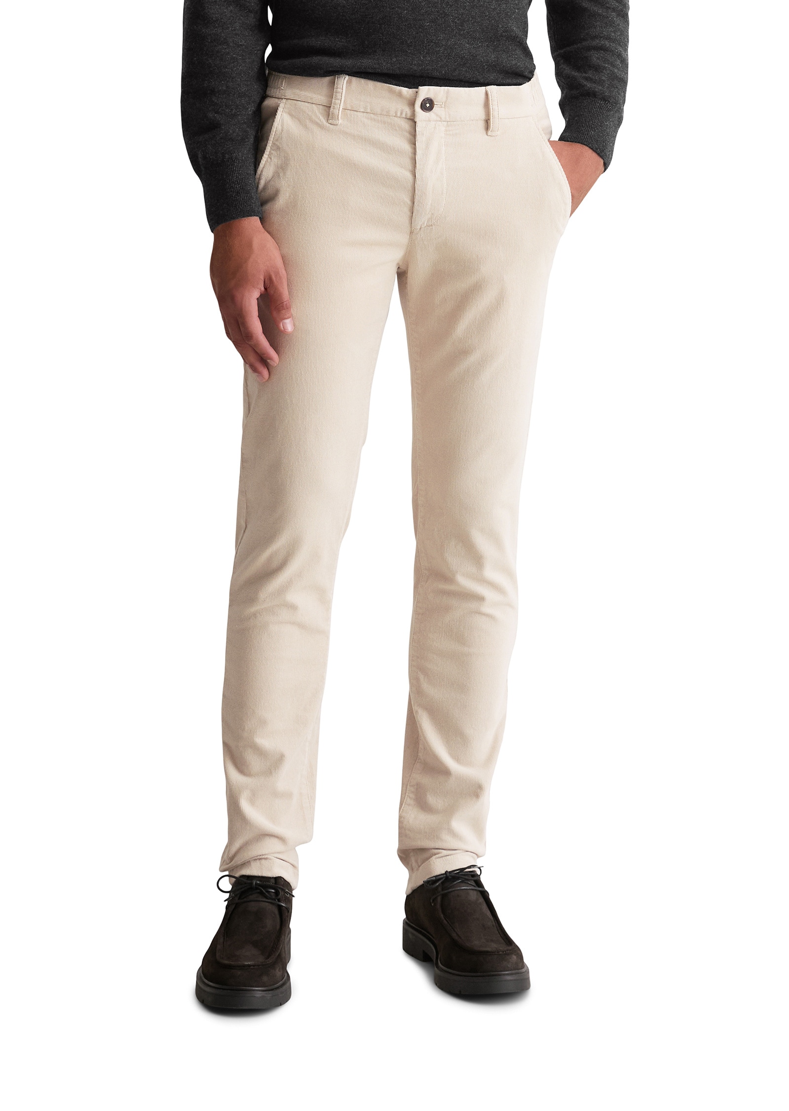 Chinohose MARC O'POLO "aus weichem Organic Cotton-Stretch", Herren, Gr. 30, Länge 30, gray silk, Obermaterial: 98% Baumwolle, 2% Elasthan, unifarben, Casual, figurbetont normal, Hosen