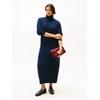 Strickkleid TOMMY HILFIGER CURVE "CRV SOFT WOOL CABLE ROLL-NK DRS", Damen, Gr. 52, N-Gr, blau (schwarz night navy), Strick, Obermaterial: 100% Wolle, unifarben, casual, Langarm, Kleider, in großen Größen, mit Zopfmuster, aus reiner Wolle