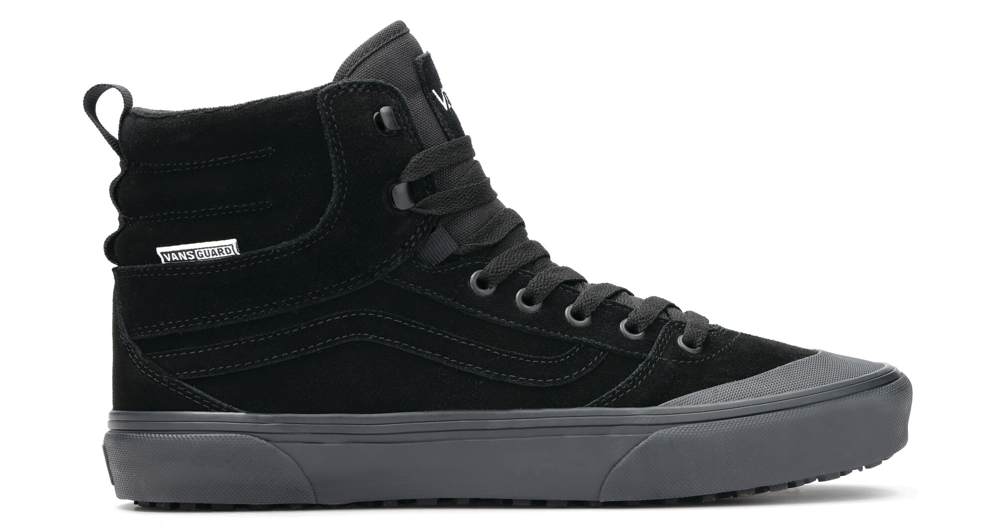 Sneaker VANS "ASHWOOD HI DECON", Gr. 46, schwarz (schwarz, schwarz), Leder, Synthetik, Textil, Sportlich, Schuhe
