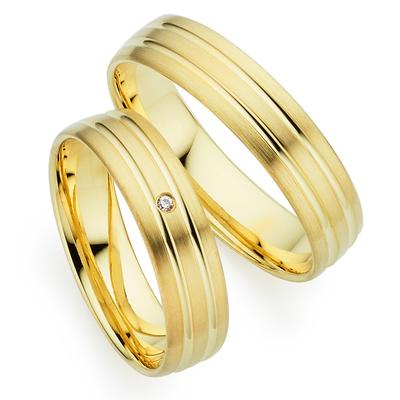 Trauring PHÖNIX "Schmuck, Partnerring, Ehering, Verlobungsring, Freundschaftsring" Gr. 65, gold (gelbgoldfarben), Fingerringe, 65, 0,01 ct SI = kleine Einschlüsse mit Brillant, Silber 925 (Sterlingsilber), 5mm, Made in Germany - wahlweise mit oder... Image