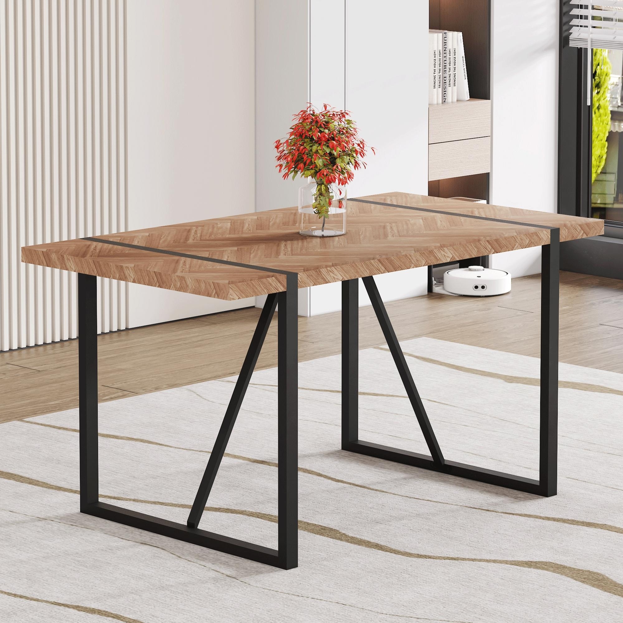 A minimalist retro rectangular dining table - N/A