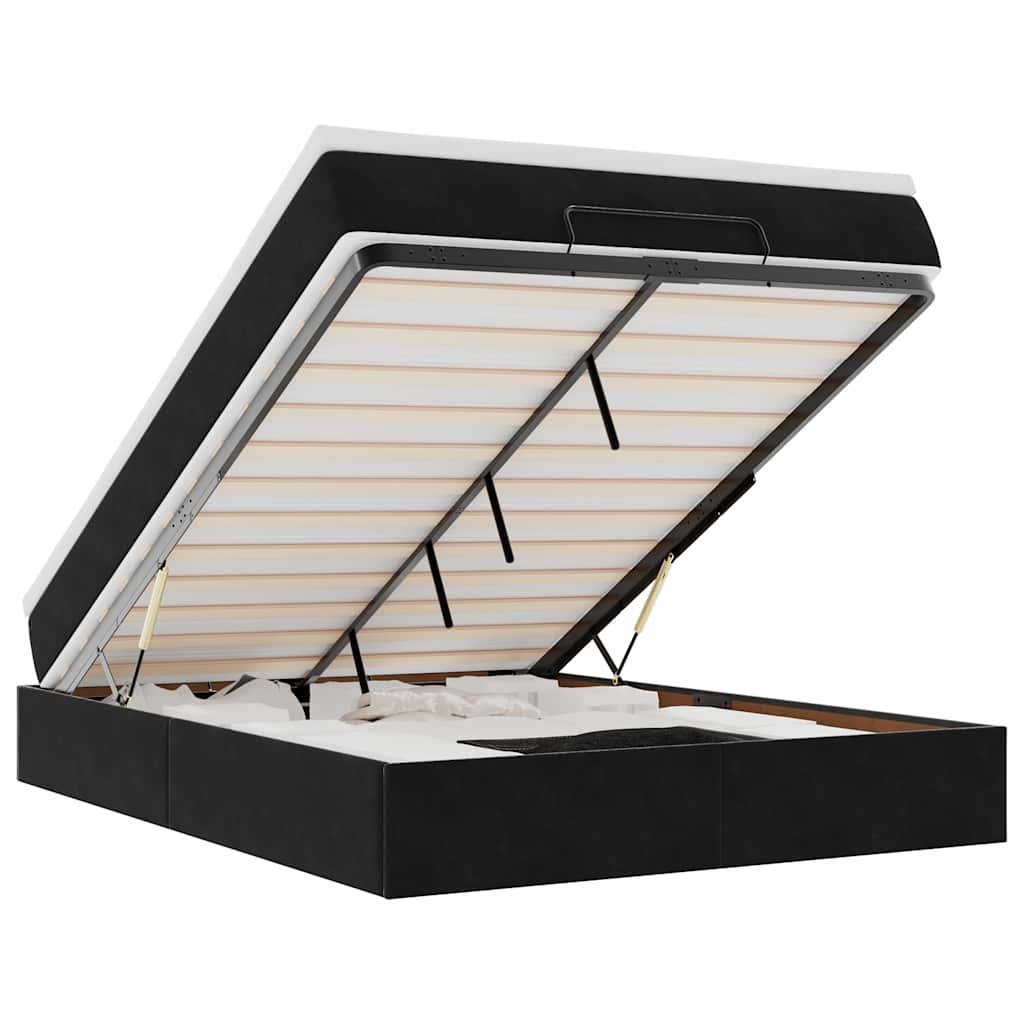 vidaXL Ottoman-Bett mit Matratze Schwarz 140x200 cm Samt Image