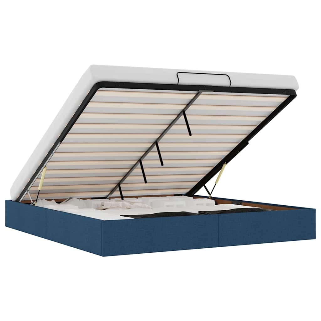vidaXL Ottoman-Bett ohne Matratze Blau 160x200 cm Stoff Image