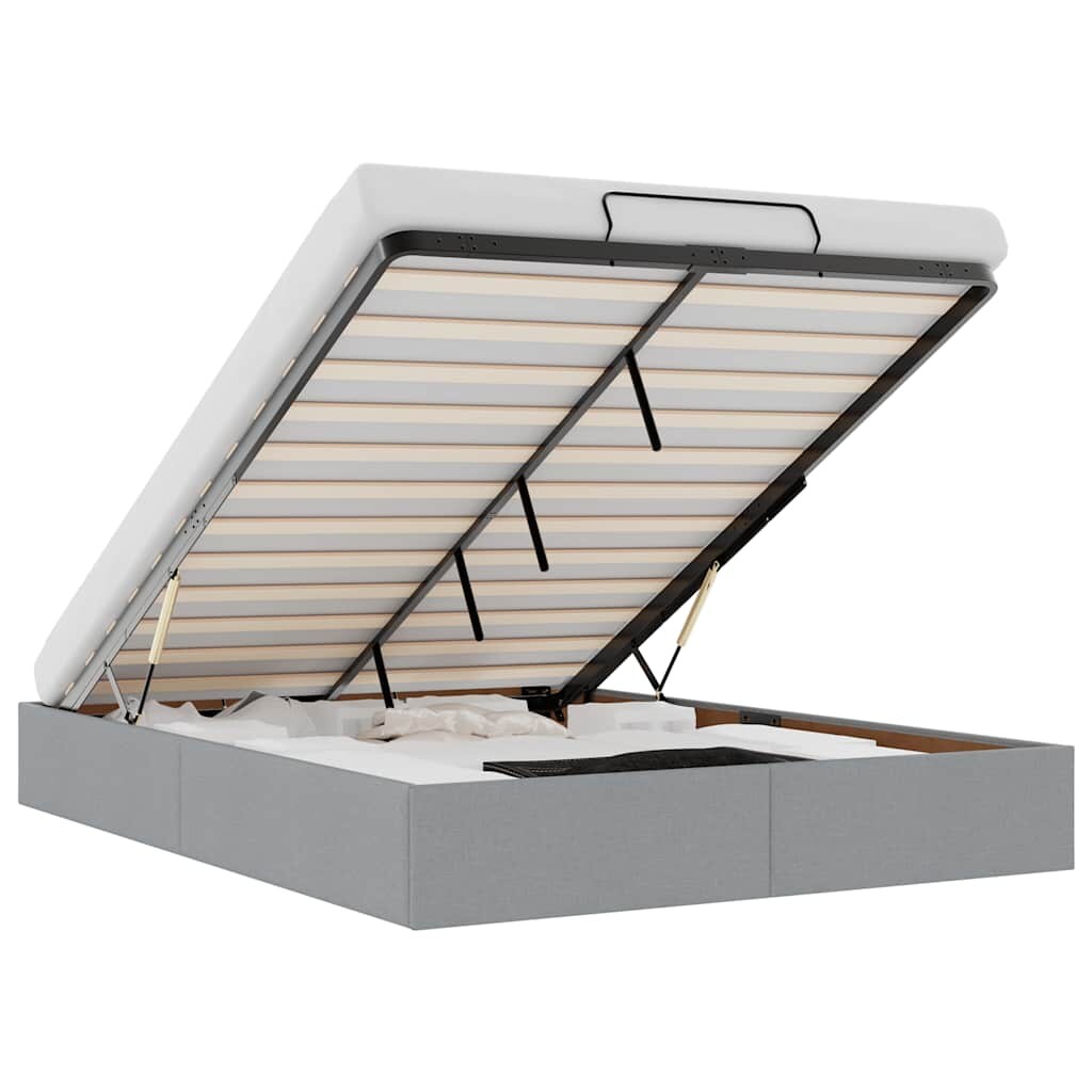 vidaXL Ottoman-Bett ohne Matratze Hellgrau 140x200 cm Stoff Image