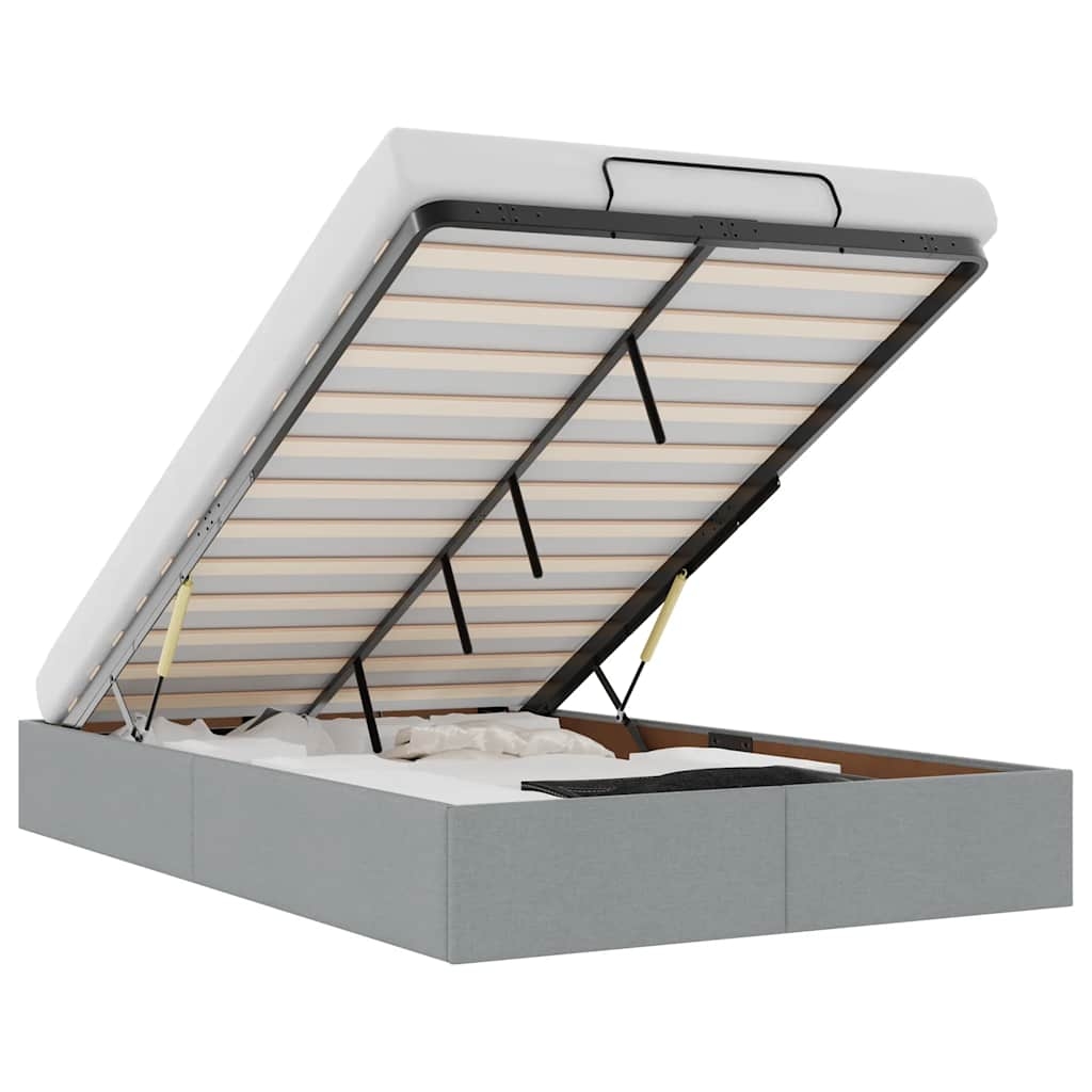 vidaXL Ottoman-Bett ohne Matratze Hellgrau 120x200 cm Stoff Image