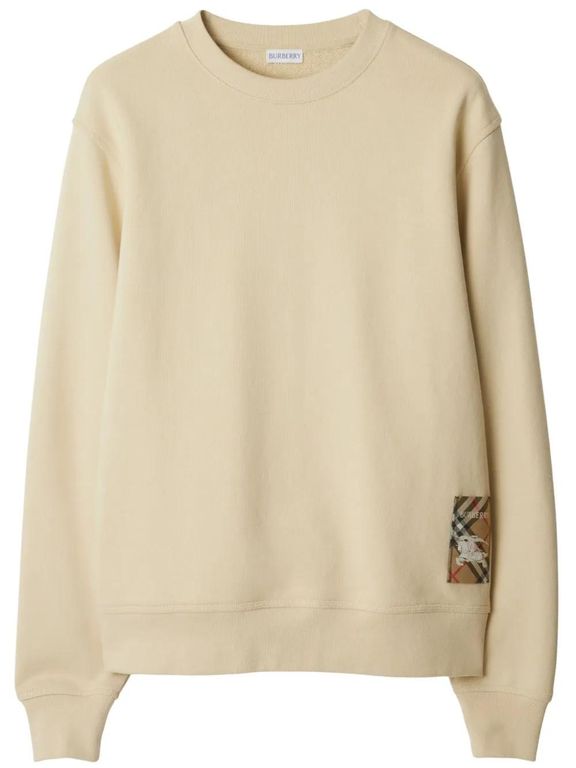 Cotton Crewneck Sweatshirt - Natural - Burberry Sweats