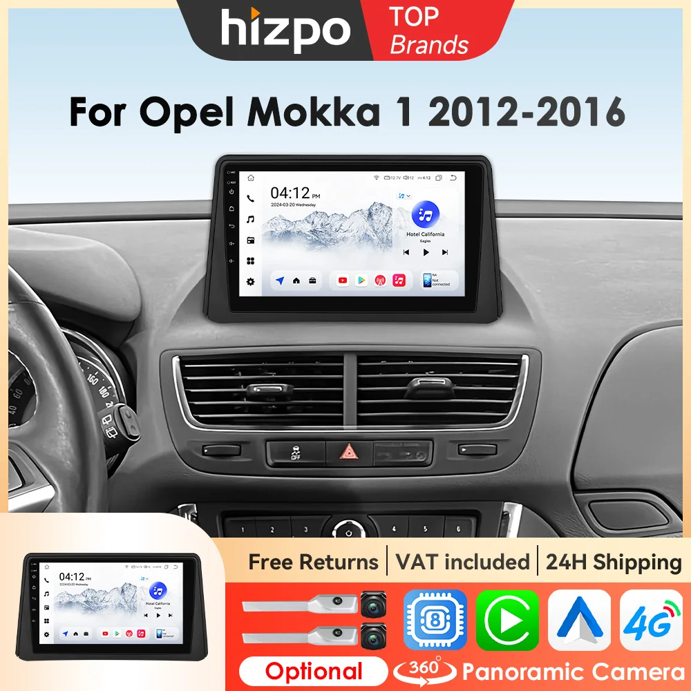 Hizpo autoradio Bluetooth autoradio pour Opel Mokka 1 2012 2013 2014 2015 2016 Autoradio lecteur multimédia GPS Navi Wifi Audio stéréo DSP
