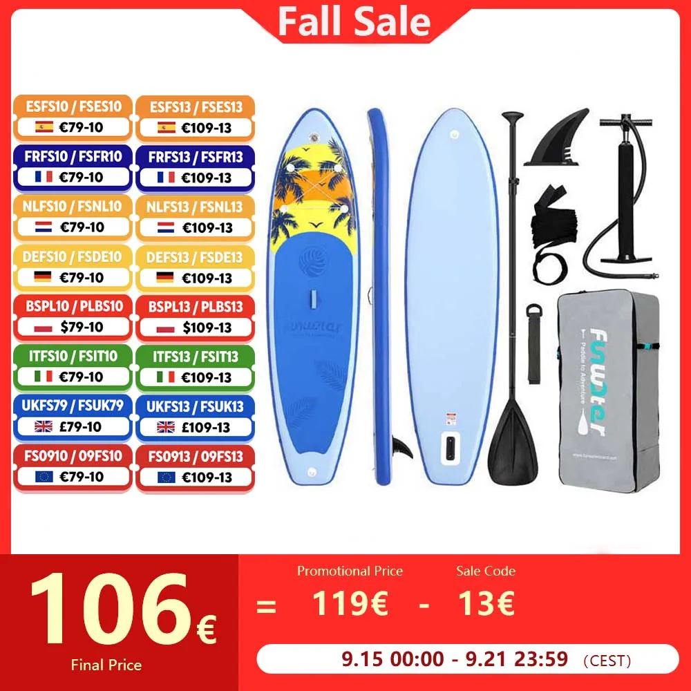 FunWater Stand Up Paddle Board 335*83*15CM planche de pagaie gonflable planche de surf antidérapante Sport nautique Paddle Board avec accessoire