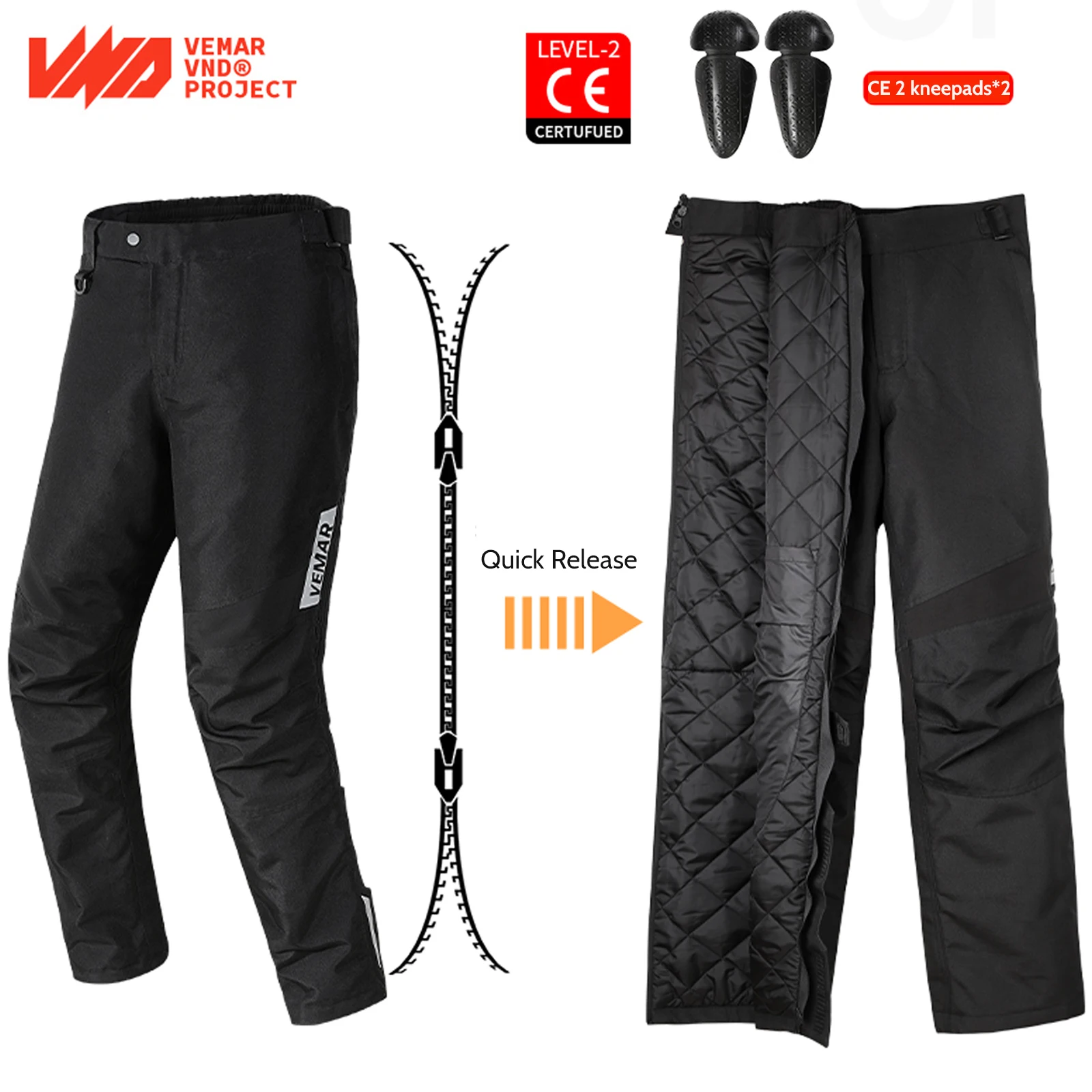 Winter Motorrad Start Hosen Quick Release Motocross Racing Hosen Wasserdichte Technologie Warme EU CE2 Zertifizierte Knieschoner Image