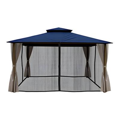 Paragon Outdoor 11 x 14 ft. Kingsbury Soft Top Gazebo with Mosquito Netting and Privacy Panels (Navy Canopy)