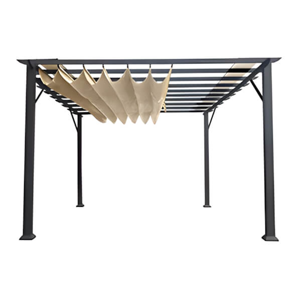 Paragon Outdoor 11 x 16 ft. Florence Soft Top Aluminum Pergola (Grey Frame / Sand Canopy)