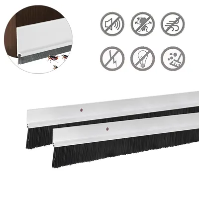 2pcs Upgrade Door Seal Door Brush Bottom Sweep Gate Sealing Strip Draft Stopper Nylon Brush for Weather Stripping Anti Sound