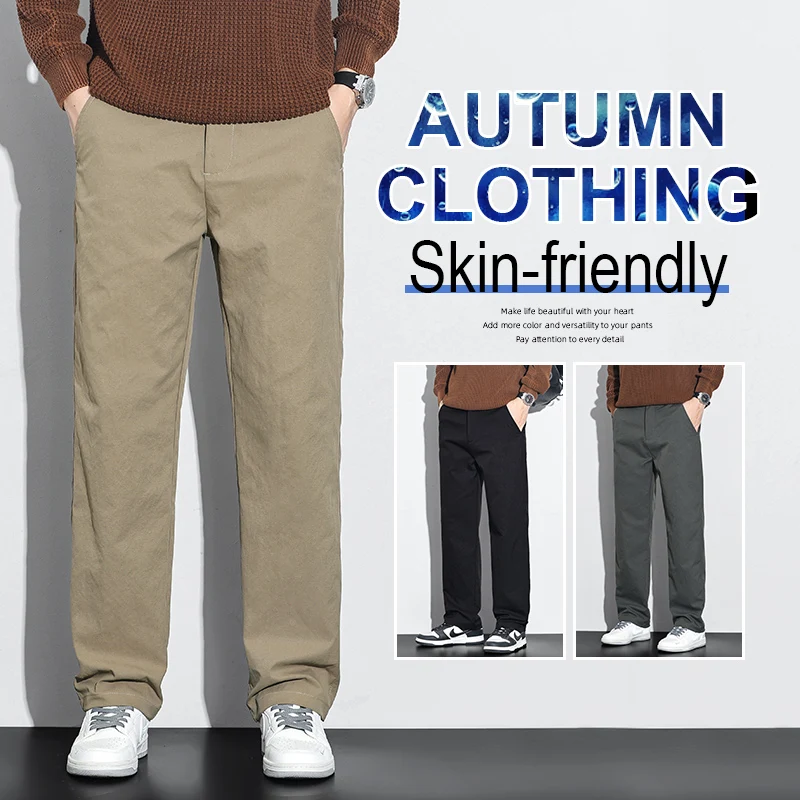 Männer Polyester Lose Gerade Bein Breite Bein Hosen Herbst Winter Hohe Qualität Einfache Modische Casual Hosen Plus Größe 38