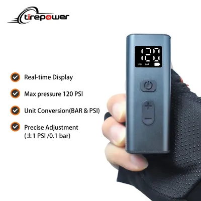 Tiny Portable Mini Bike Tire Pump 120PSI Air Pump with Auto Stop Bicycle Inflator with Presta & Schrader Valve for Various Bikes