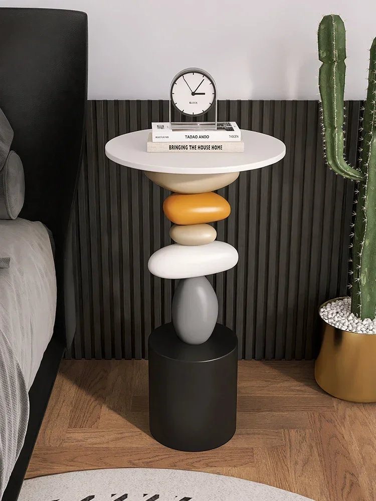 Schlafzimmertisch Lounge Luxus kleine runde Schränke für Wohnzimmer Sofas Eckseite Kaffee Licht Luxus Klapptisch Möbel