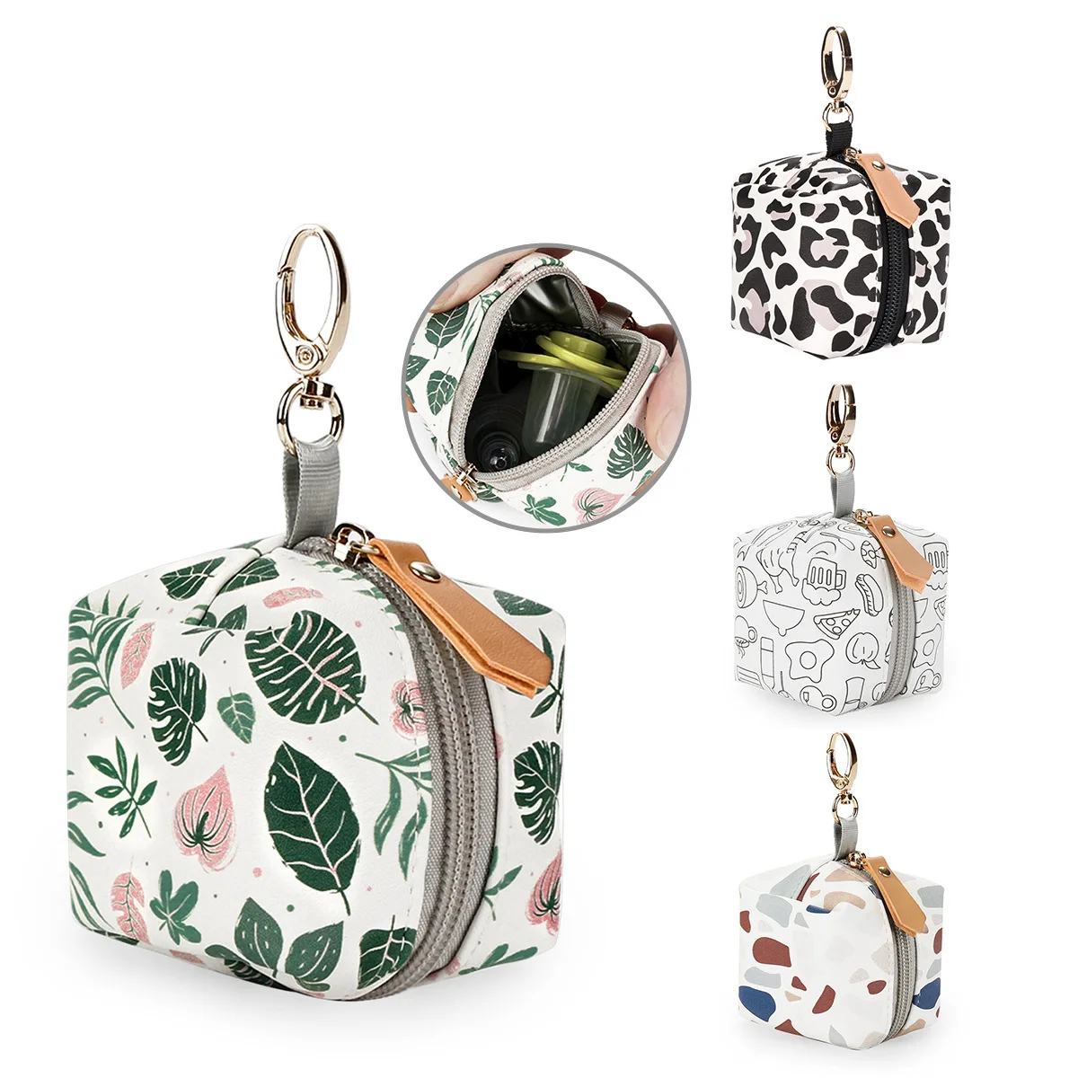 Wasserdichter PU-Schnullerhalter mit Aufhängehaken – kompakte Aufbewahrungsbox für Baby-Schnuller, Flaschen und Milchzubehör Image